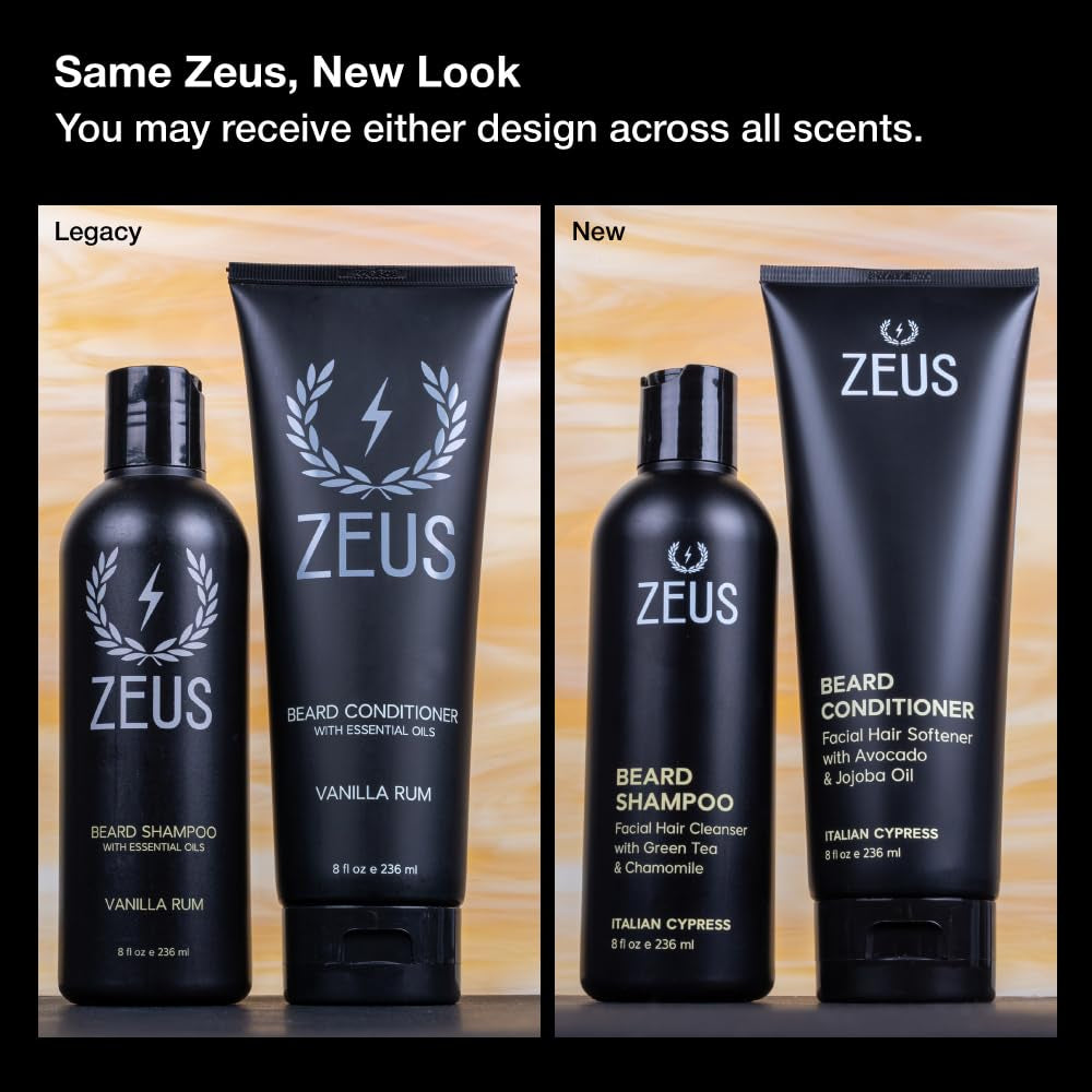 Beard Wash Set for Men, Beard Shampoo & Conditioner (Sandalwood) | Beard Care Duo with Green Tea, Chamomile & Natural Oils to Hydrate, Soften, Strengthen Facial Hair & Skin (Made in USA)
