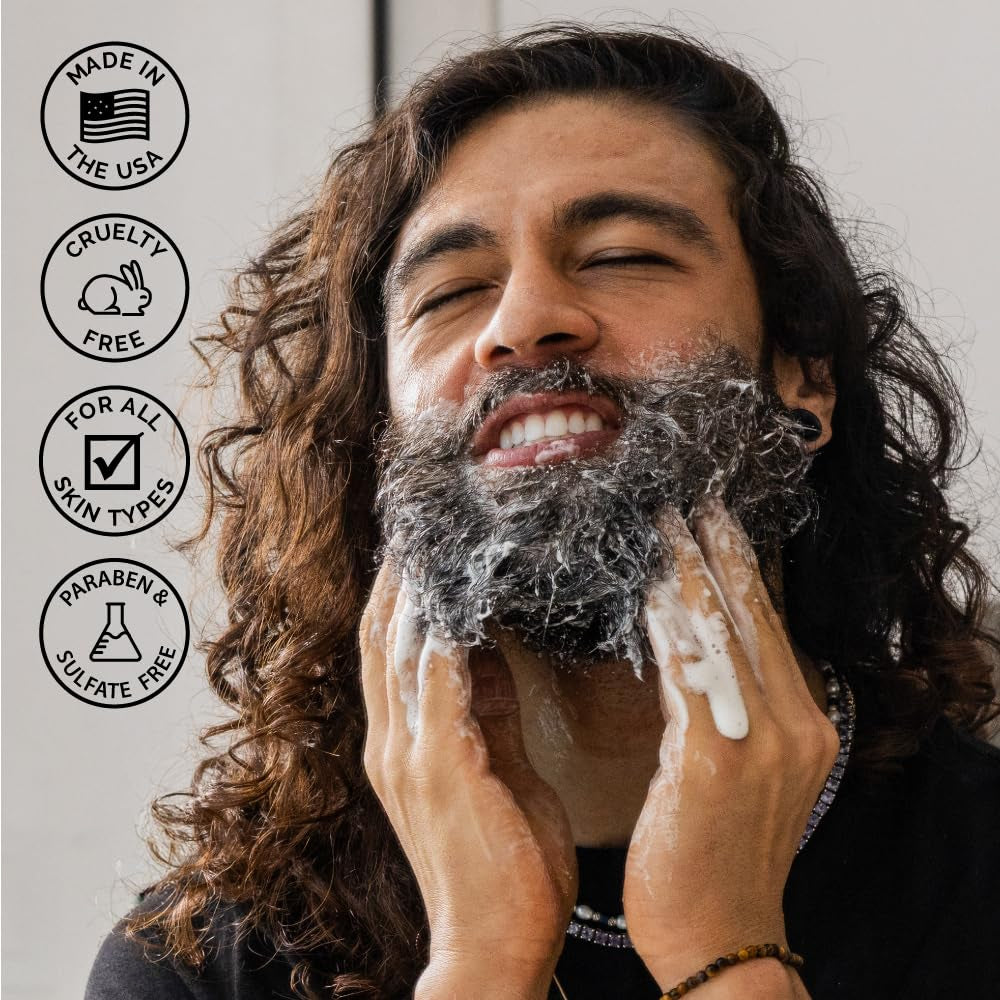 Beard Wash Set for Men, Beard Shampoo & Conditioner (Sandalwood) | Beard Care Duo with Green Tea, Chamomile & Natural Oils to Hydrate, Soften, Strengthen Facial Hair & Skin (Made in USA)