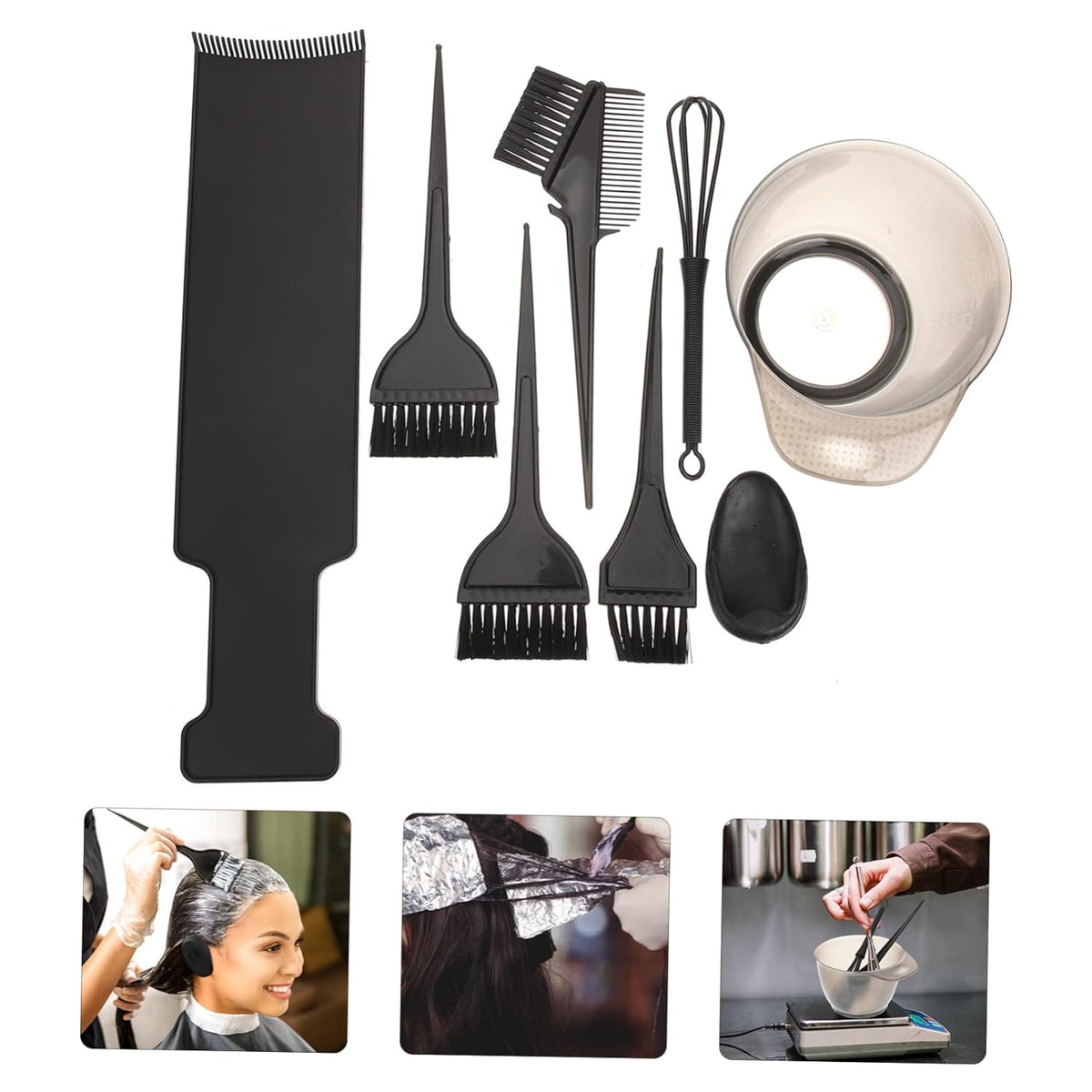 1Set Hair Dyeing Tools Hair Color Brush and Bowl Kit for and Salon Use Includes Mixing Spoon and Highlighting Board Style