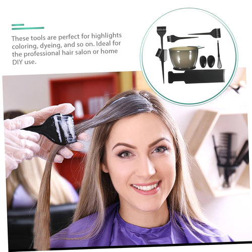 1Set Hair Dyeing Tools Hair Color Brush and Bowl Kit for and Salon Use Includes Mixing Spoon and Highlighting Board Style